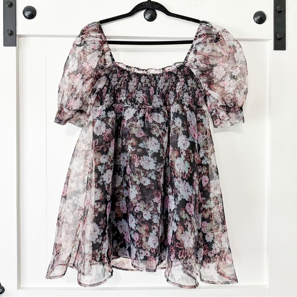 For Love & Lemons Faye Mini Dress Babydoll Multicolored Size Medium - Picture 7 of 14